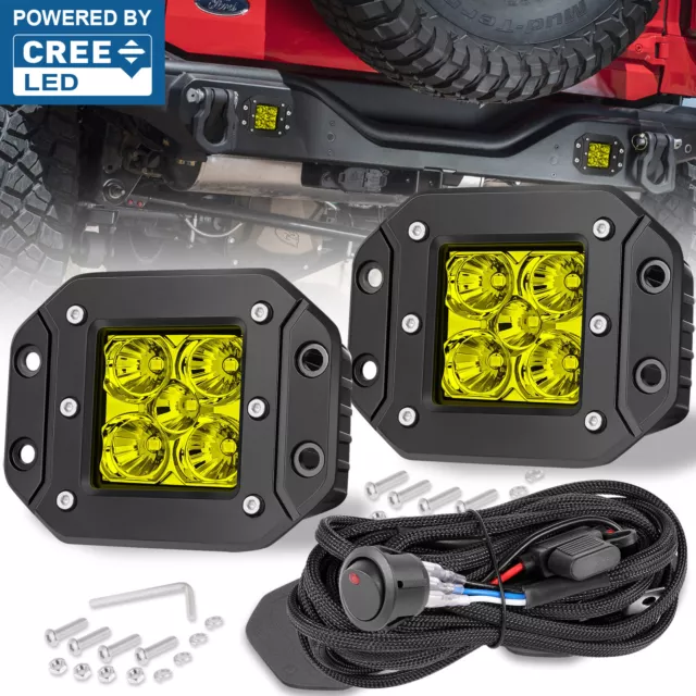 2X 5" Flush Mount Cree LED Work Light Spot Pods Driving Reverse OffRoad + Wiring