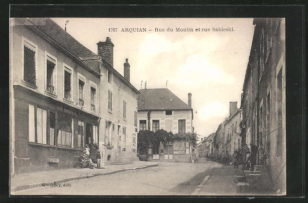 CPA Arquian, Rue du Moulin et rue Sabieski