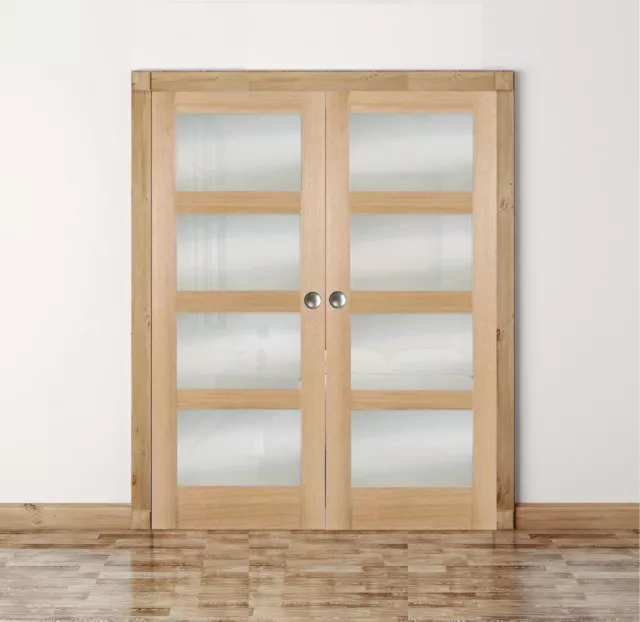 internal rebated door pair french doors shaker 4 light frosted oak unfinished