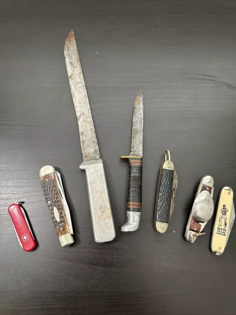 Vintage Pocket Knife lot Of 7 Case, Camillus, Colonial, Western, Estate As Found