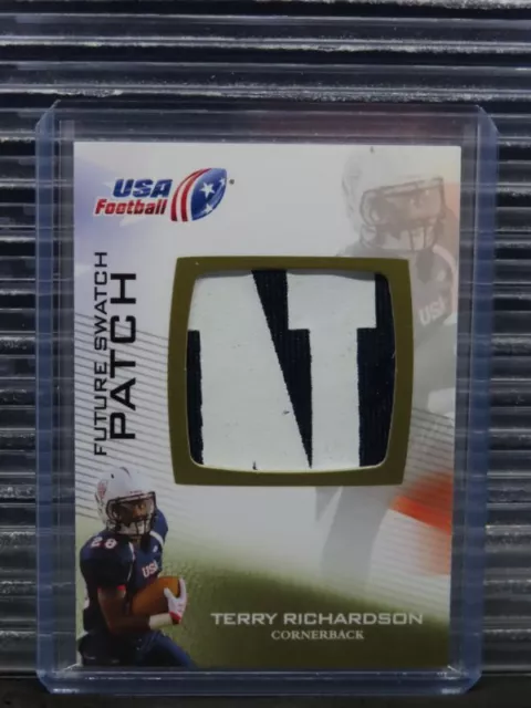 2012 USA Football Terry Richardson Future Swatch Letter Patch RC #FS-45 (A)