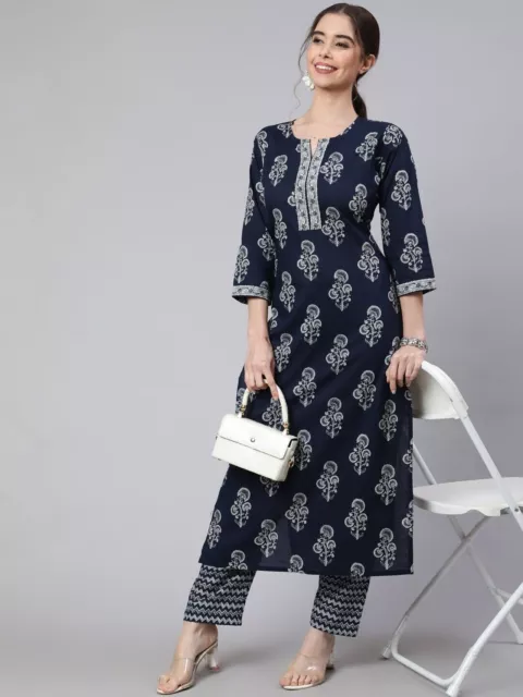 Set di pantaloni Kurti da donna in puro cotone di design Eid, Bollywood...