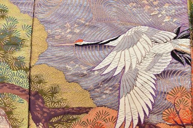 Japanese Kimono Uchikake Luxurious Wedding Embroidery Pure Silk Pink Crane K561 3