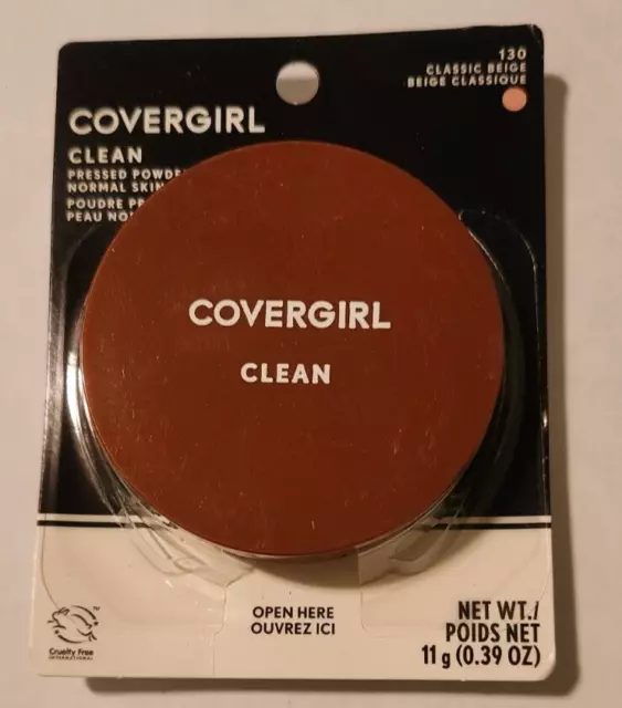 2 x Covergirl Clean Pressed Powder - #130 Classic Beige.  Carded.
