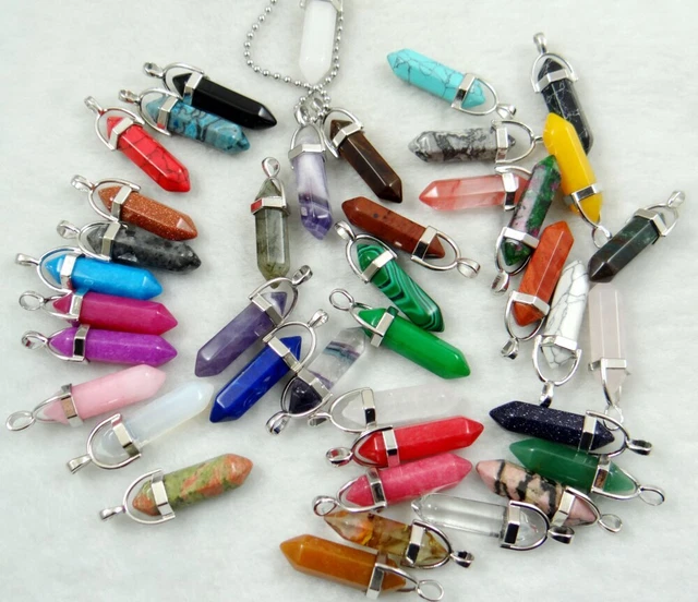 Wholesale 60pcs Assorted Stone Quartz Hexagonal Bracelet Necklace Pendant 9