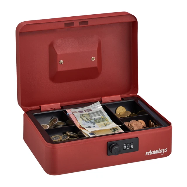 Caisse Enregistreuse En Acier Avec Clé - Boîte à Monnaie 19,5x15,7x8,8 Cm, Tiroir Amovible, Poignée, Pour Marché, Food Truck, événements