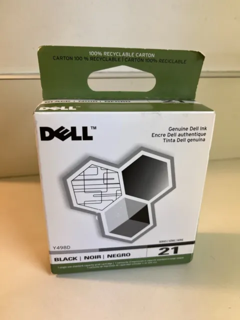New & Sealed - Dell 21 Black Ink Only Y498D V313 P513w V515w V715w Genuine OEM