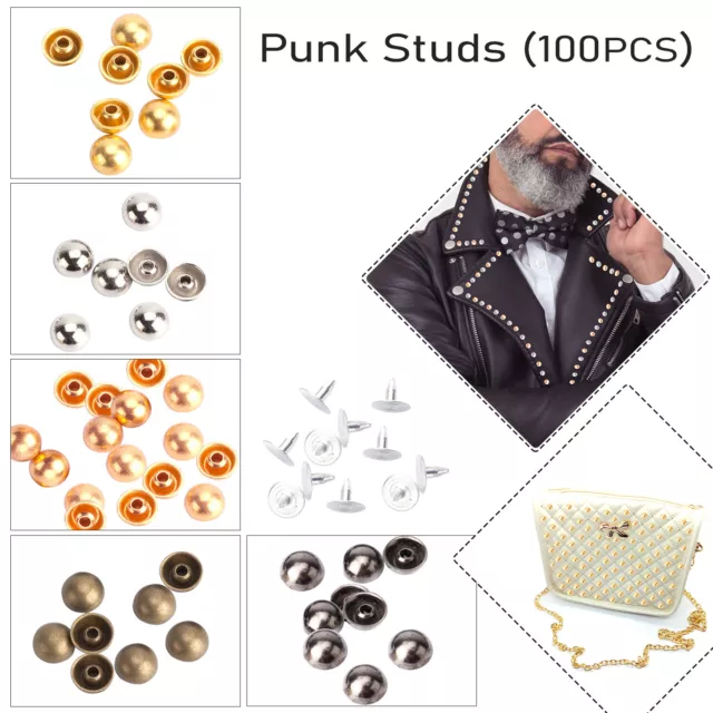 100pcs 6-10mm Round Dome Rivets Pin Type Studs Leather Craft DIY Decoration