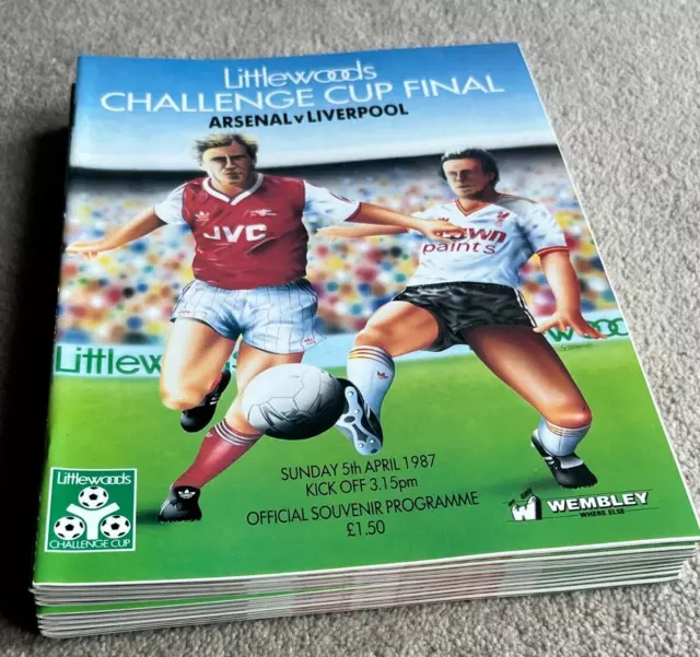 10 Unused 1987 League Cup Final Programmes Arsenal v Liverpool, Wembley