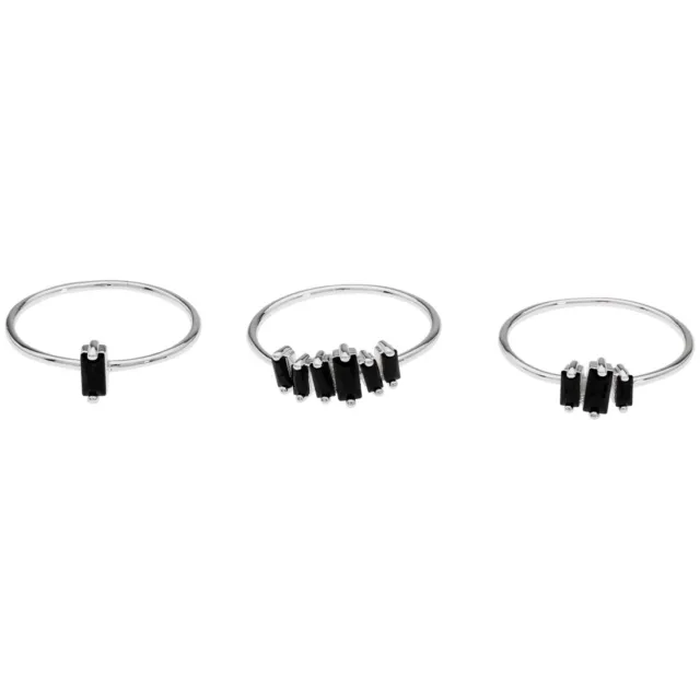 Gorjana Amara Silver Ring Set With Black Cubic Zirconia Size 9 1611302901S