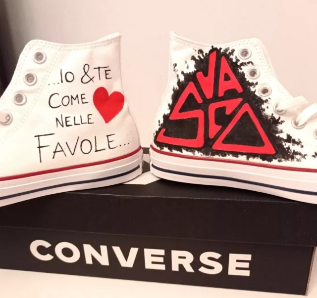 CONVERSE ALL STAR customizzate vasco rossi frase vasco io e te come nelle favole EUR 179 00 PicClick IT