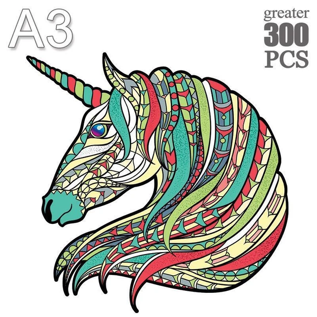 Unicorn Shape Jigsaw Puzzle Adults Kids Birthday Gifts Toys Educational Games 10