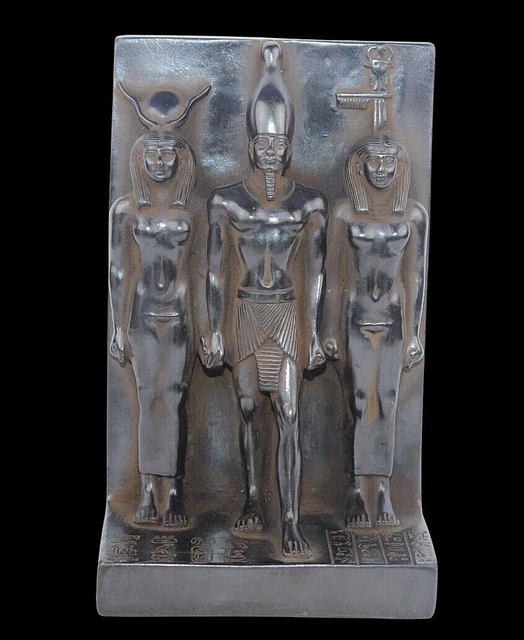 RARO ANTIGUO EGIPCIO ANTIGUO ISIS y Menkaure y Hathor Trinty Estatua EGYHIS