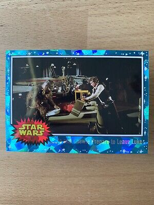 2022 Topps Chrome Sapphire Star Wars #91 Solo and Chewie Prepare to Leave Luke