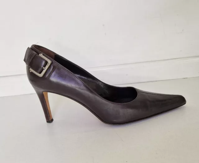 Escarpins Yves Saint Laurent Cuir Taille 37 Talon 7cm YSL Vintage Shoes Seize 37