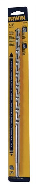 Irwin 5026016 Straight Slow Spiral Flute Rotary Hammer Drill Bit 1/2 x 13 L in.
