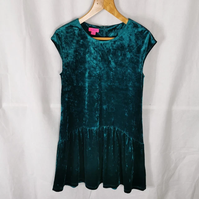 LADIES DRESS SIZE 10 Monsoon Green Velvet Drop Waist Party Evening