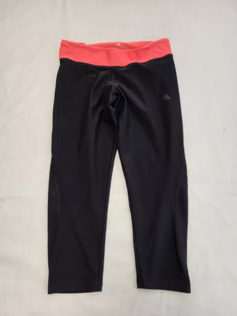 Vv436 Damen Adidas Climalite Schwarz Rosa Passend 3/4 Yoga Hose Uk 8 S W26 L19