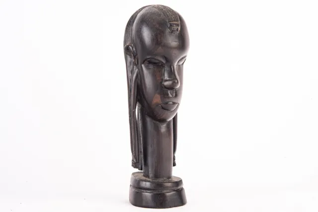 Antique African Carved Wood Folk Art Sculpture Bust of Woman Kenya or Tanzania
