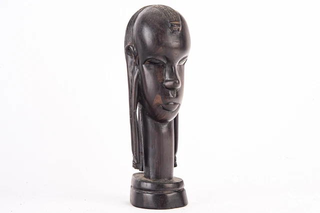 Antique African Carved Wood Folk Art Sculpture Bust of Woman Kenya or Tanzania