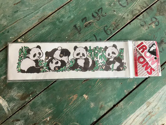RARE Vintage Iron On TRANSFER Panda Teddy Bear For T SHIRT Velour 1988 80’s A