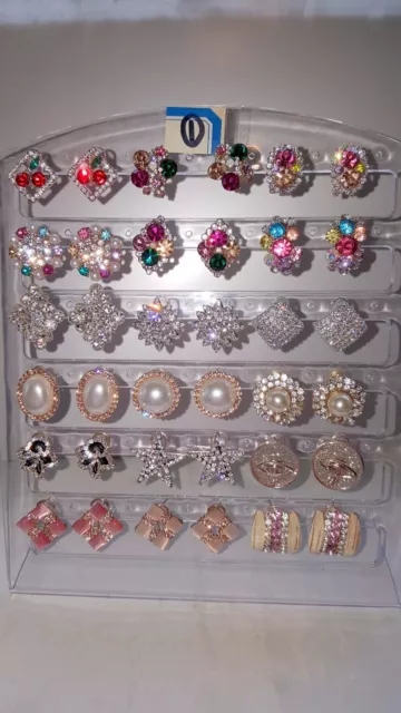 Job lot 18 Pairs Mixed Design Sparkly Diamante stud Earrings NEW Wholesale lot 1