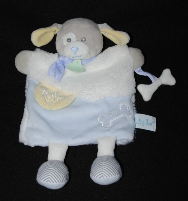 Doudou marionnette chien Les Douillettes BABYNAT BABY'NAT BN0282 bleu os NEUF