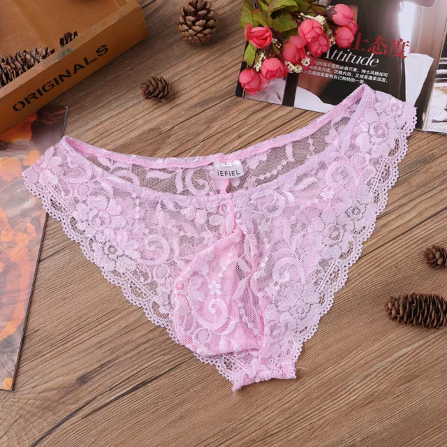 UK Sexy Sissy Men's Lingerie Floral Lace Briefs Panties Crossdress Underwear