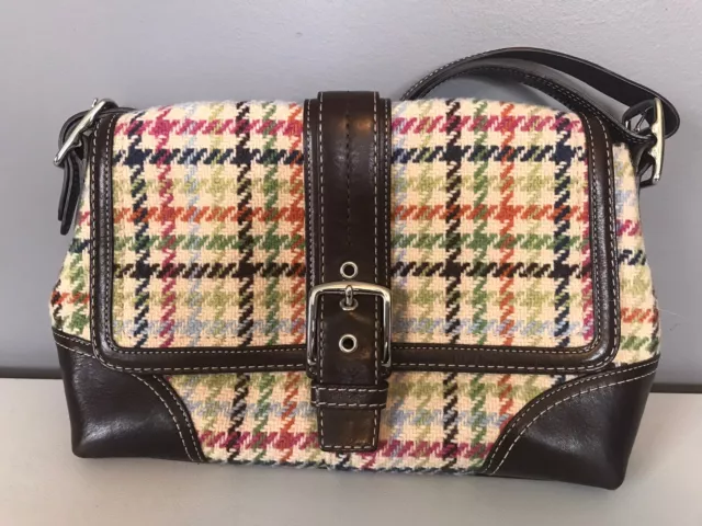Coach Tweed Hampton Wool Satchel Bag Purse EO871-F12629