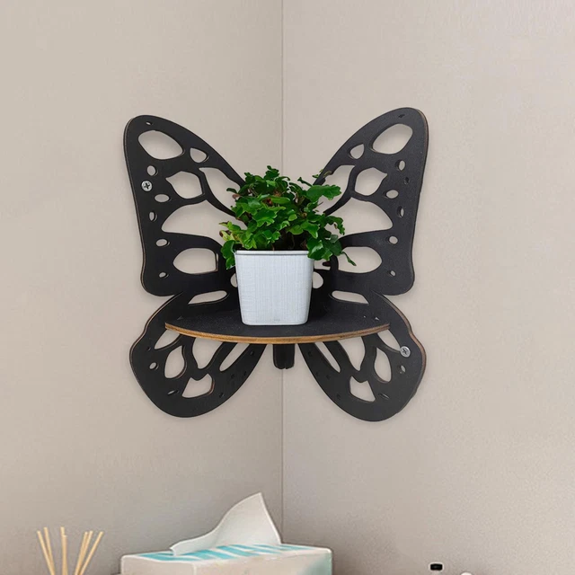 A -Étagère murale en bois en forme de papillon, étagère murale