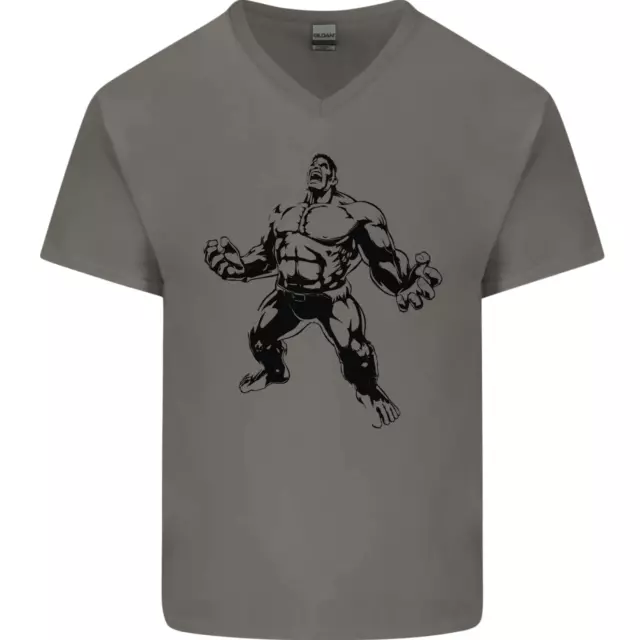 T-shirt da uomo bodybuilding top da uomo scollo a V cotone da uomo palestra