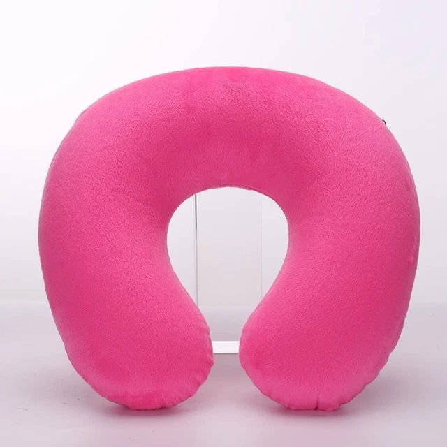 U Shaped Neck Pillow Inflatable Travel Cushion Rest Plush Coat
