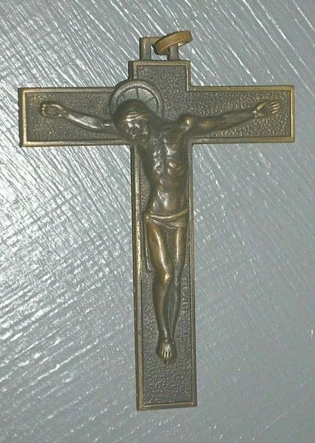 Pendentif Croix Paule Ingrand - Bronze émaillé Doré - Vintage - France