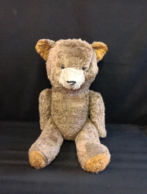 Grand Ours Pintel 55 Cm – 1915, Mohair Et Paille, Bruiteur, Teddy Bear Ancien