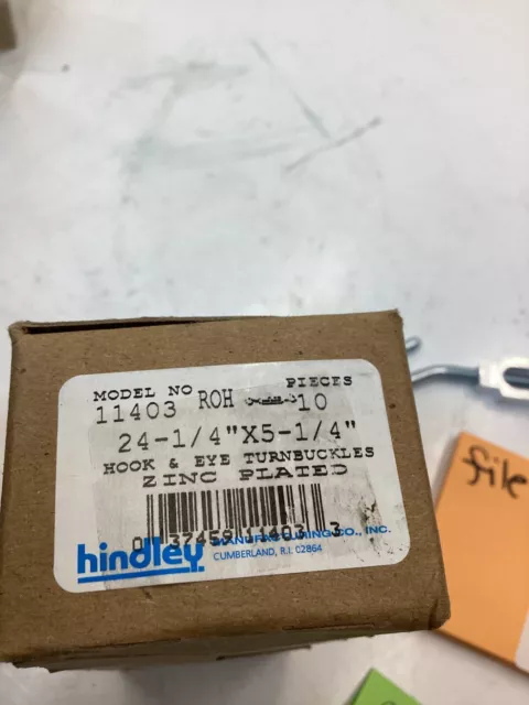 (BOX OF 10) Hindley 11403 Hook & Eye Turnbuckle 1/4" x 5-1/4" Zinc Plated Steel