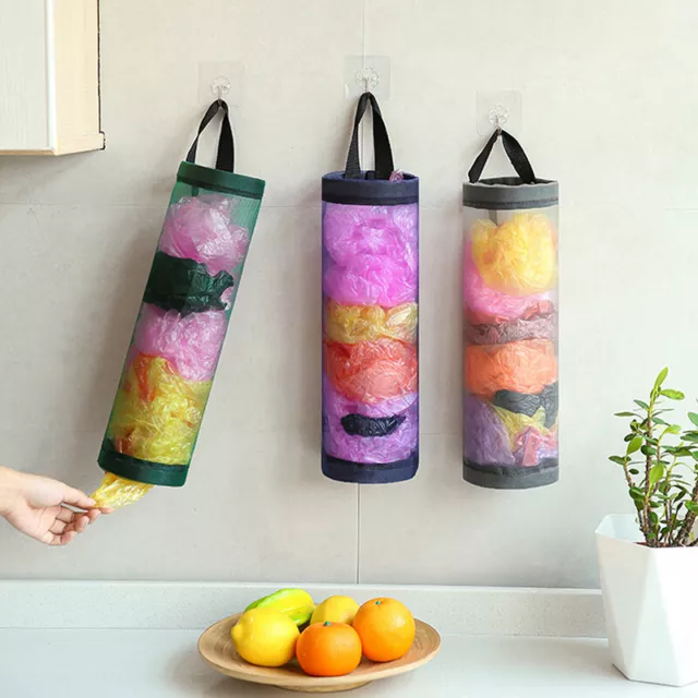 Home Grocery Bag Holder Wall Mount Plastic Bag Holder Dispenser Hanging Stor SN❤