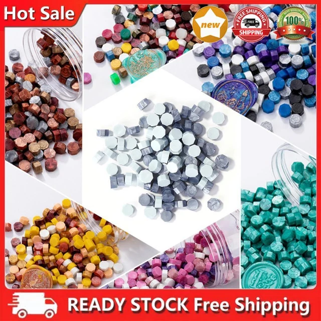100pcs Vintage Octagonal Seal Wax Beads for DIY Craft Tools (A)