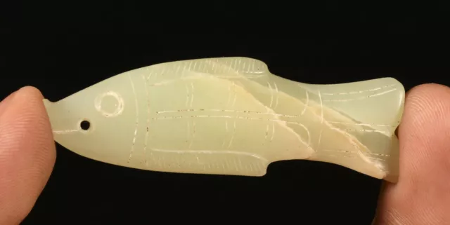 6CM Hongshan Kultur Hetian Jade Carve Fisch Goldfisch Fische Amulett Anhänger