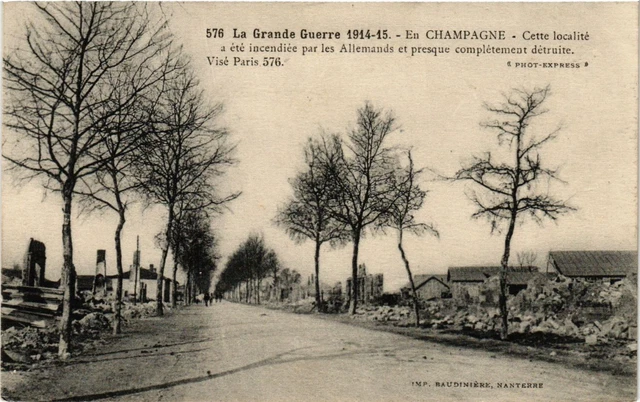 CPA AK Military In CHAMPAGNE - THIS localite is burned by Al (362262)
