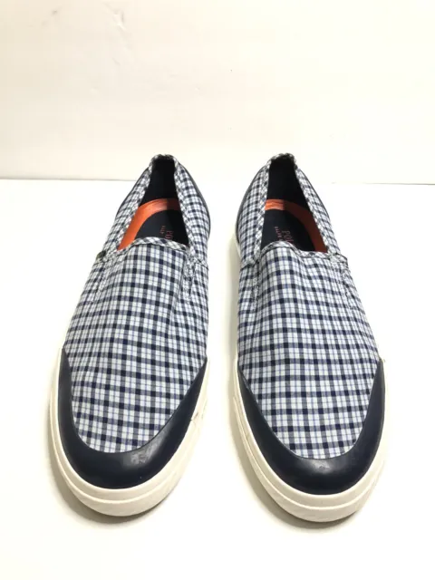 POLO Ralph Lauren  Oxford Plaid Slip On Sneakers Men’s 12D Blue Loafer