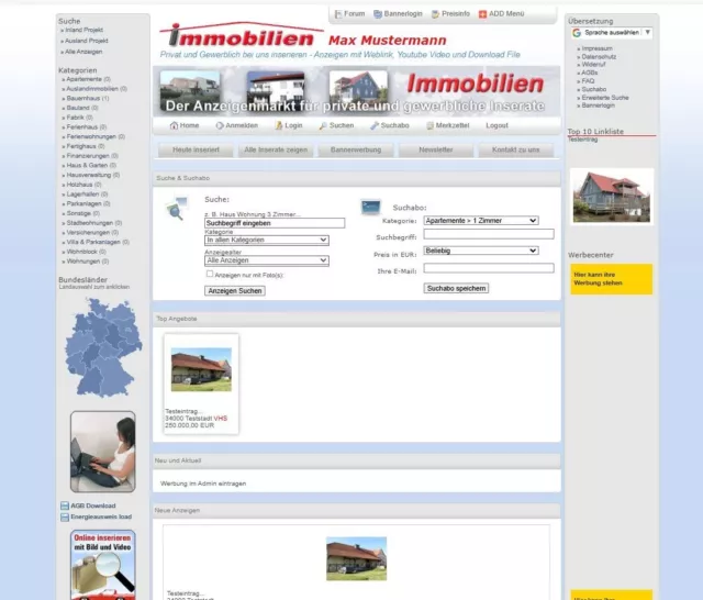 immobilienmarkt I Onlinemarkt I PHP Script I Neu aktualisiert