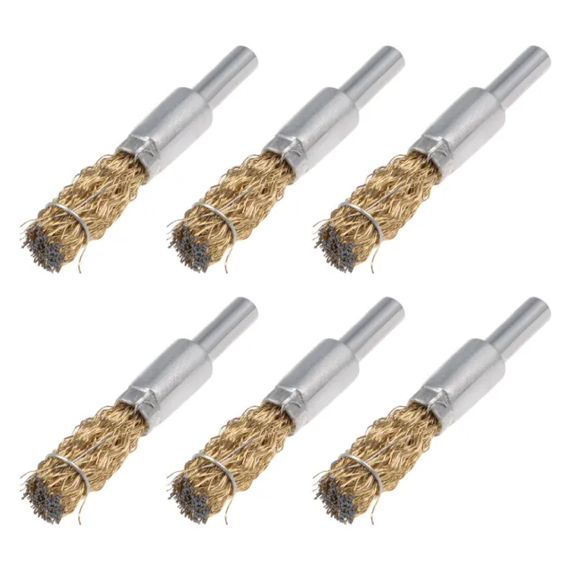 10mm Wire Wheel Brush Cup Copper Plated Crimped Steel with Shank 6 Pcs