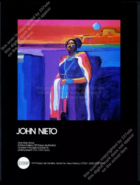 1983 John Nieto Native American Indian woman painting SF gallery vtg print ad