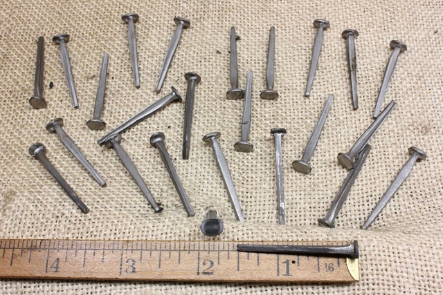 1 1/2” Square Nails 25 Lot Antique Wrought Iron Look Round Flat Head Brads 1.5"