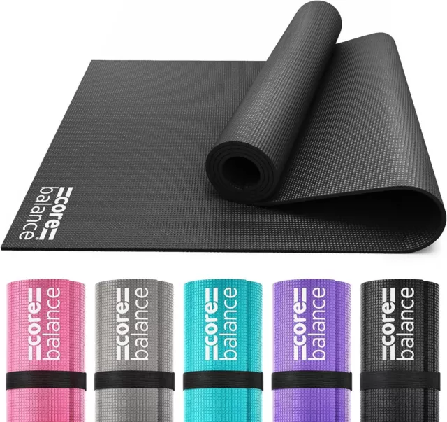 Core Balance Yoga Mat, Thick Foam 6mm, Non Slip, Exercise Fitness 1, Black