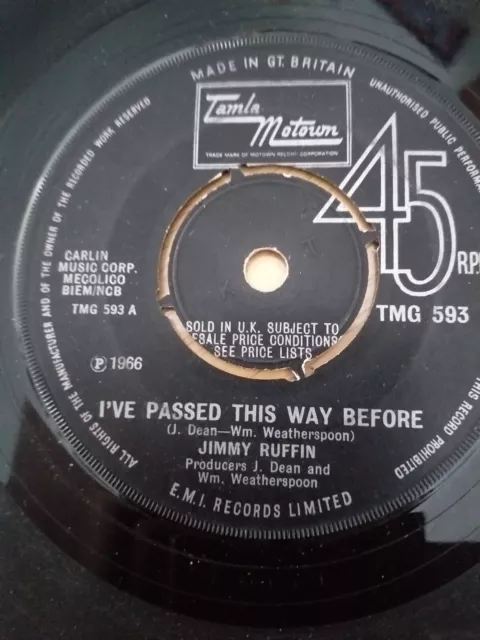 Tamla Motown - Jimmy Ruffin - 45 rpm 7" Single Vinyl Record - Tomorrow's Tears