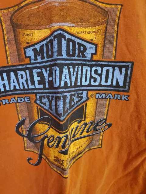 Orange Harley Davidson Tshirt With Oil  Canister : Back Belt Buckle Mens XL