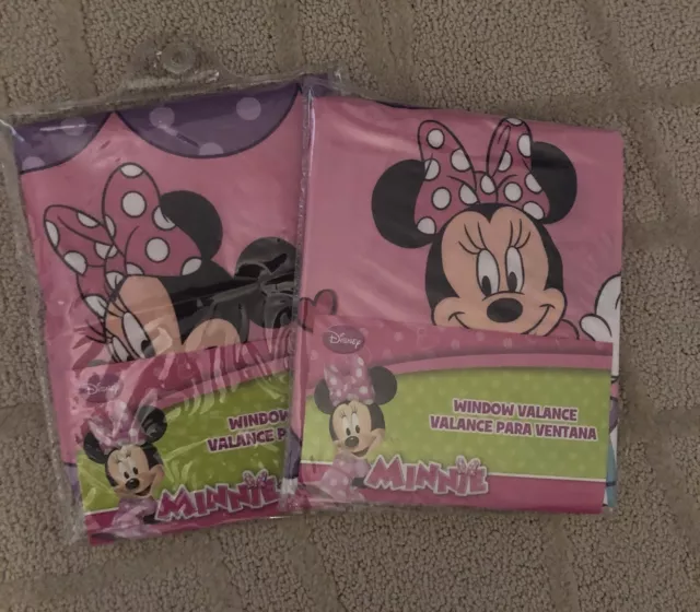 Pair of Disney Minnie Mouse Bowtique Window Curtain Valances 50" X 16"