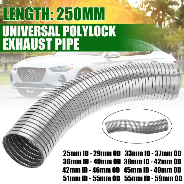 Universal 250mm Exhaust Polylock Flexible Pipe Quick Repair Tube Stainless Steel