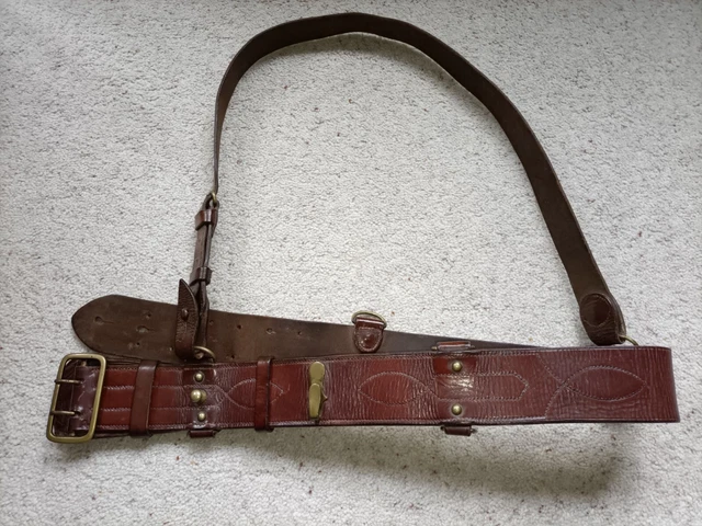 British Military Leather Officer Belt With Buckle Vintage British